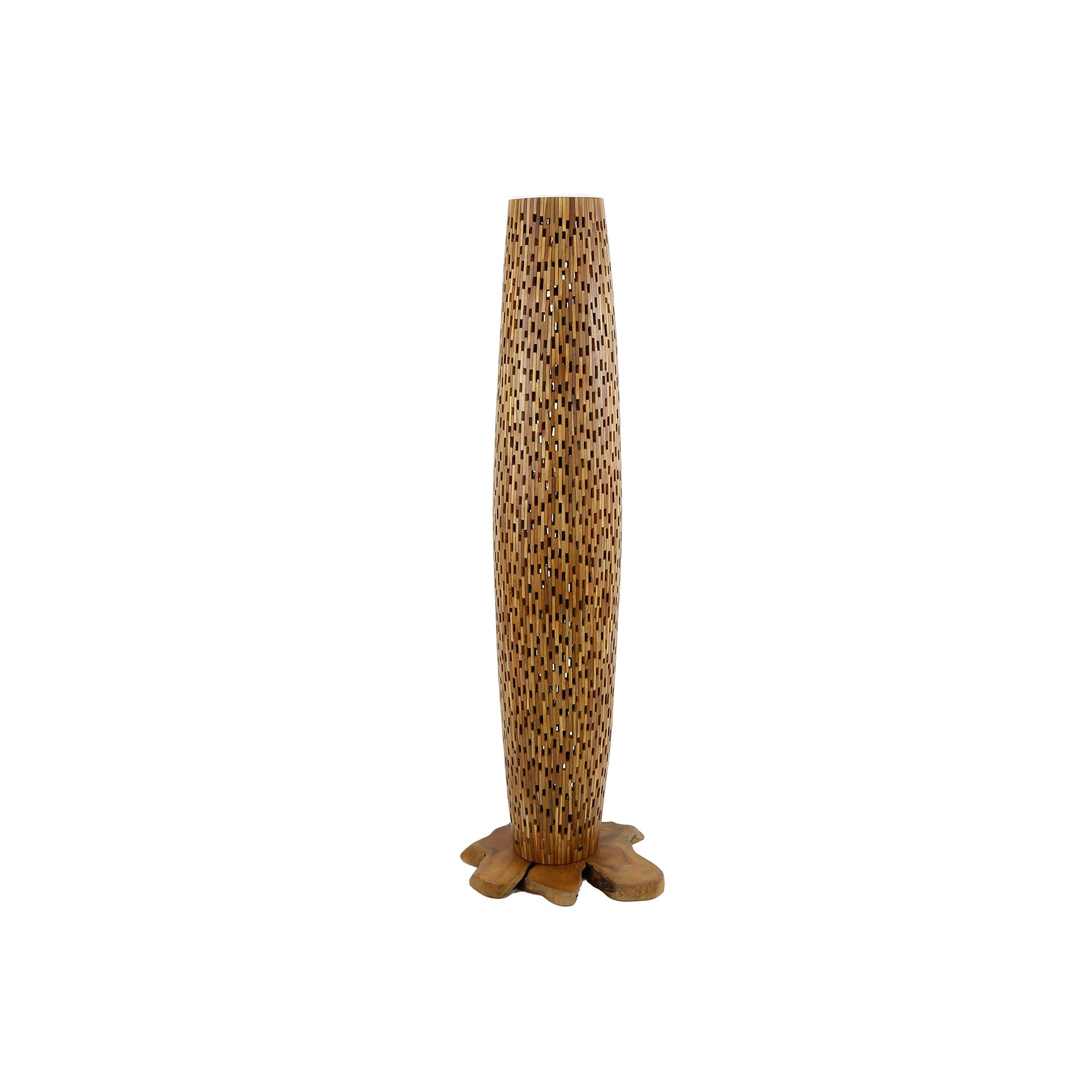 Barsa M 3-lichts - massief teakhouten vloerlamp