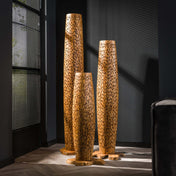 Barsa L 4-lichts - massief teakhouten vloerlamp