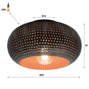 Punchara zwart bruin 1-lichts Ø35cm plafondlamp