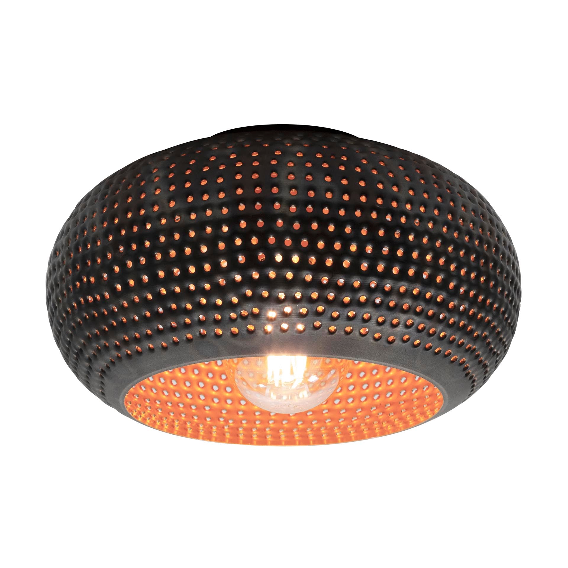 Punchara zwart bruin 1-lichts Ø35cm plafondlamp