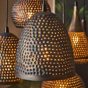 Puncera 4+3-licht - Zwartbruine hanglamp