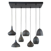 Puncera 4+3-licht - Zwartbruine hanglamp