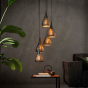 Puncera 5-lichts gelaagd - Zwartbruine hanglamp