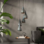 Puncera 5-lichts gelaagd - Zwartbruine hanglamp