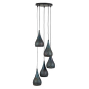 Puncera 5-lichts gelaagd - Zwartbruine hanglamp
