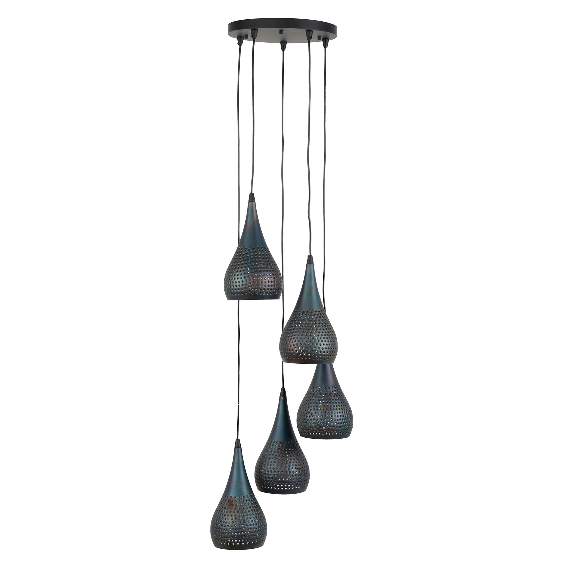 Puncera 5-lichts gelaagd - Zwartbruine hanglamp