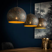 Puncera Orb 3-lichts - Zwartbruine hanglamp