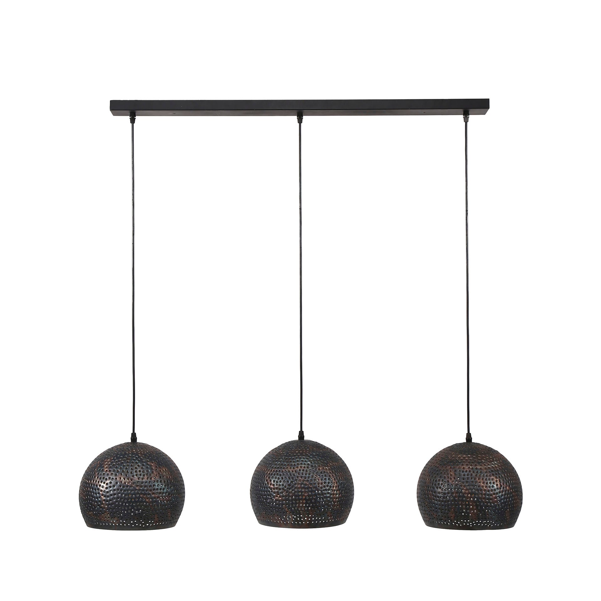 Puncera Orb 3-lichts - Zwartbruine hanglamp