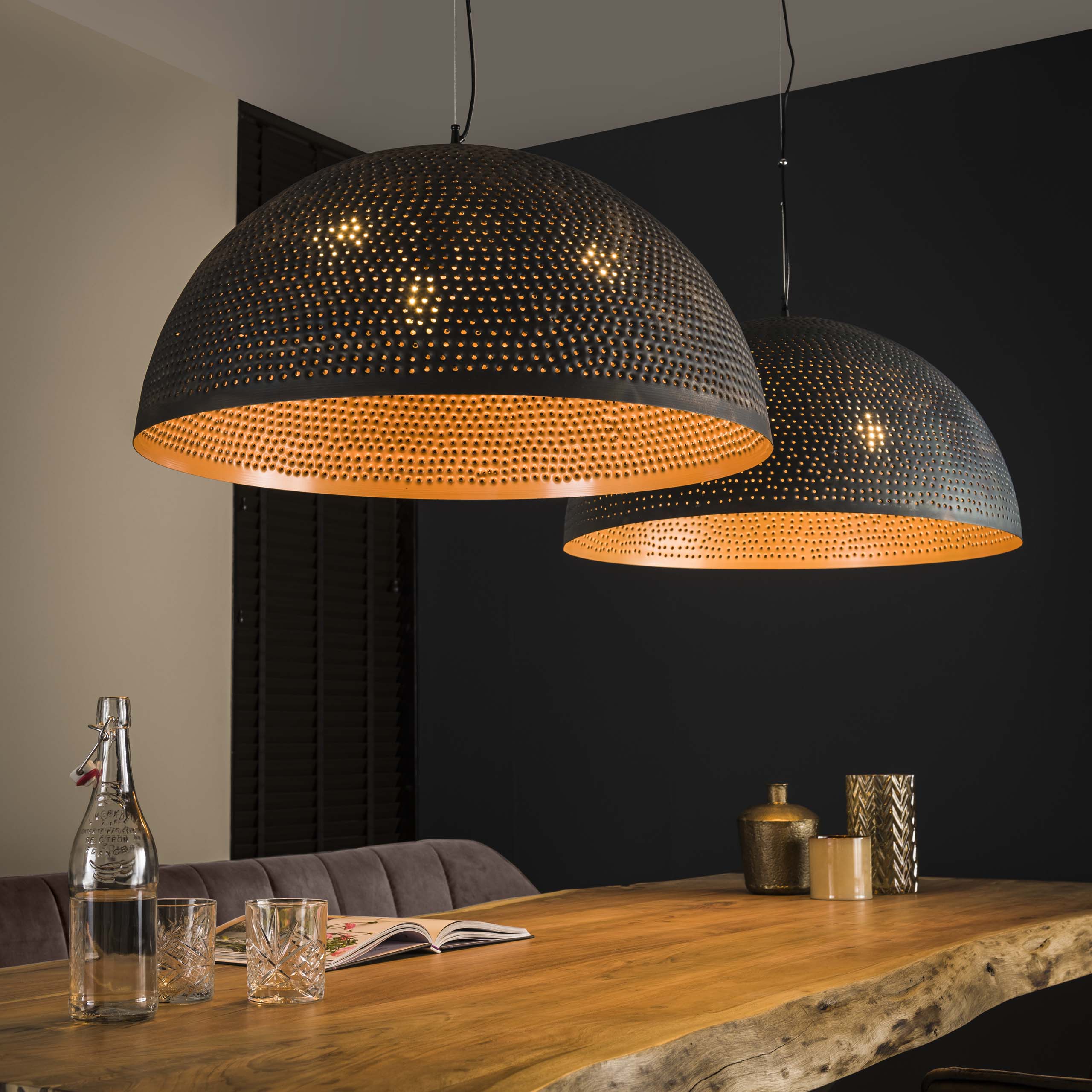 Puncera 1-lichts Ø70cm - Zwartbruine hanglamp