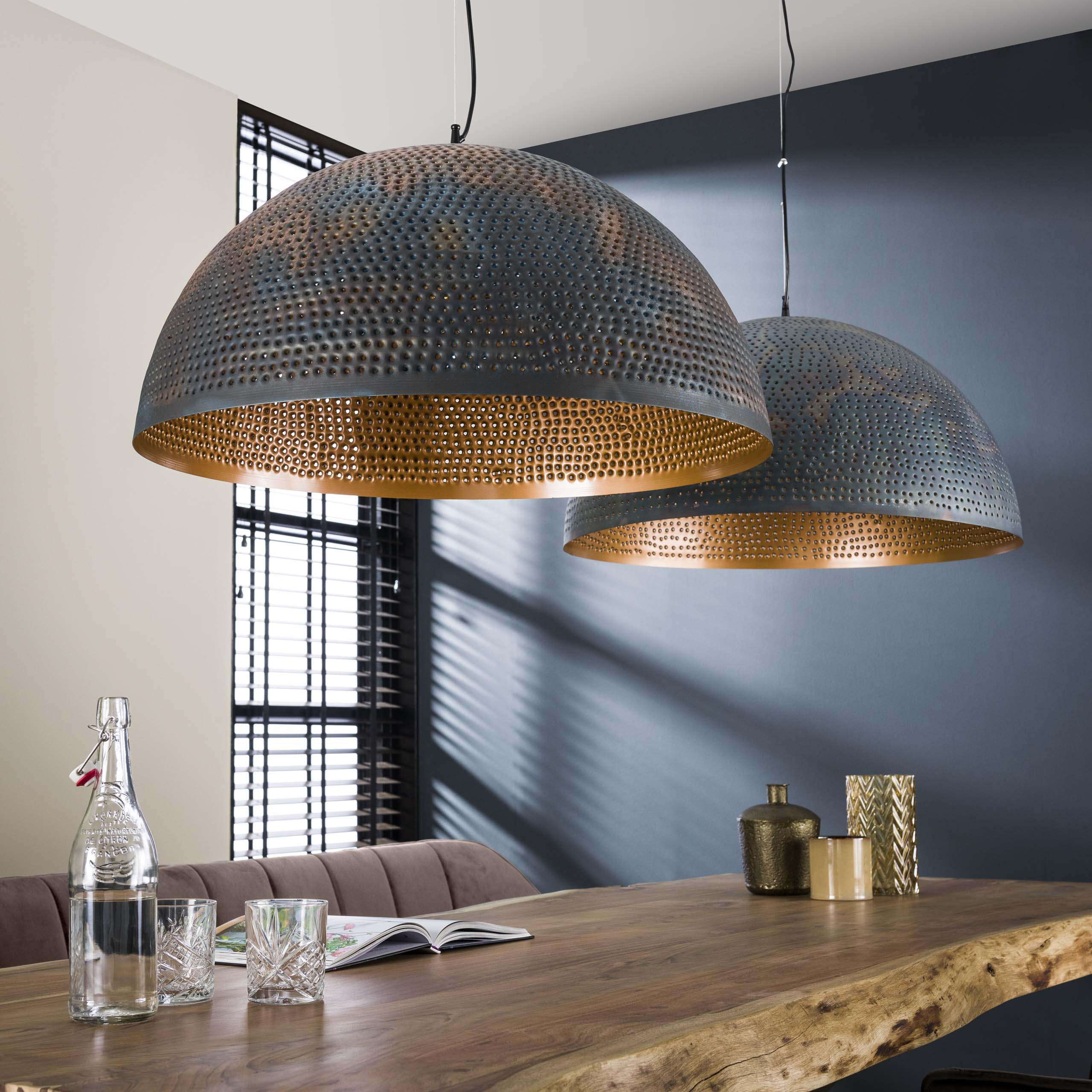 Puncera 1-lichts Ø70cm - Zwartbruine hanglamp