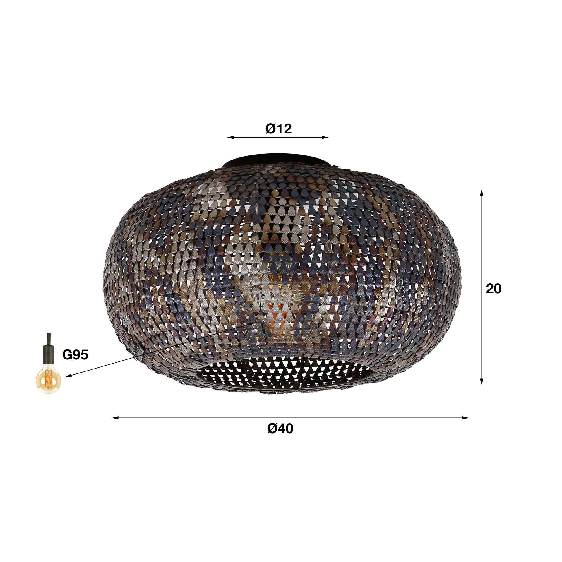 Armora zwartbruine 1-lichts plafondlamp