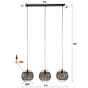 Armora Open 3-lichts - Zwartbruine hanglamp