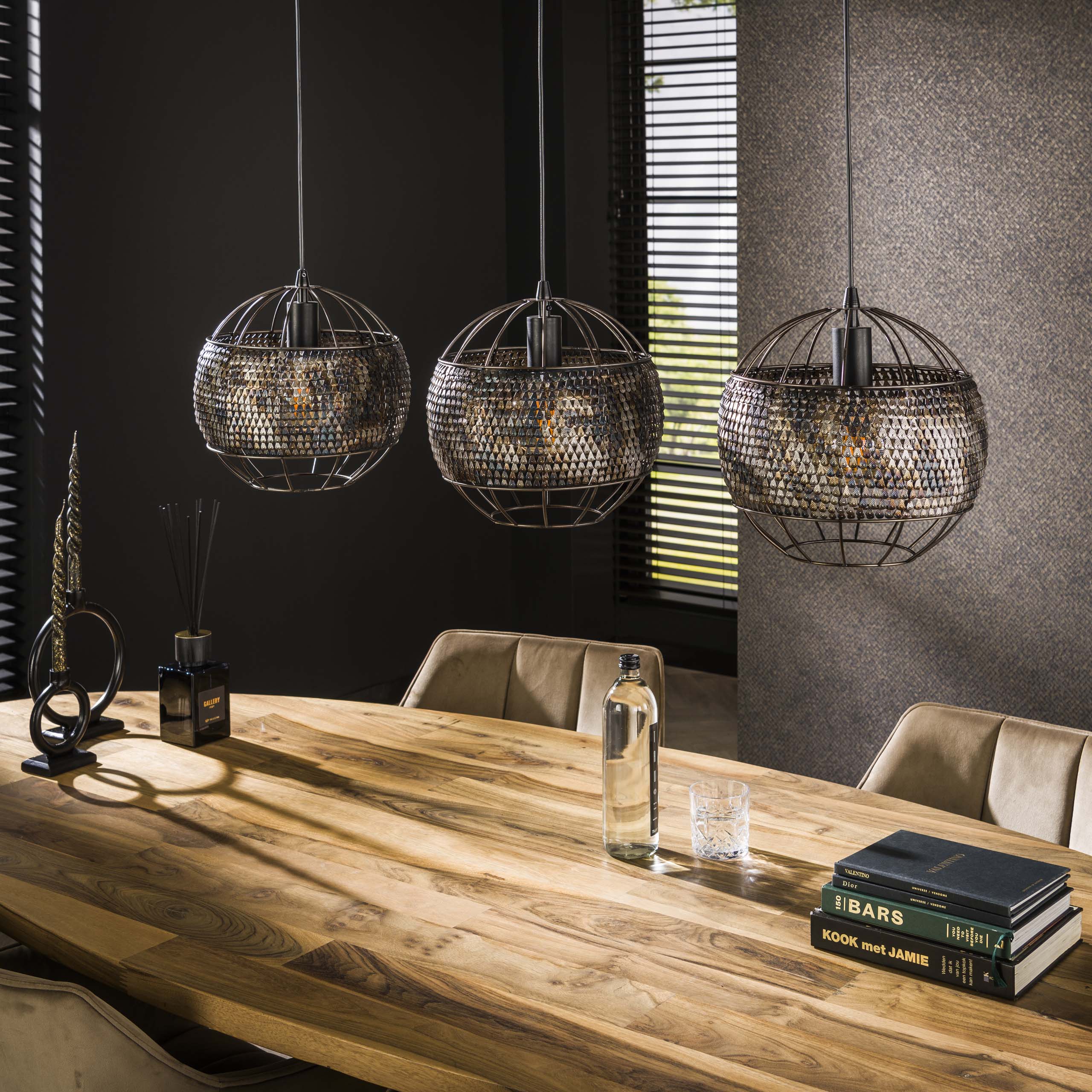 Armora Open 3-lichts - Zwartbruine hanglamp