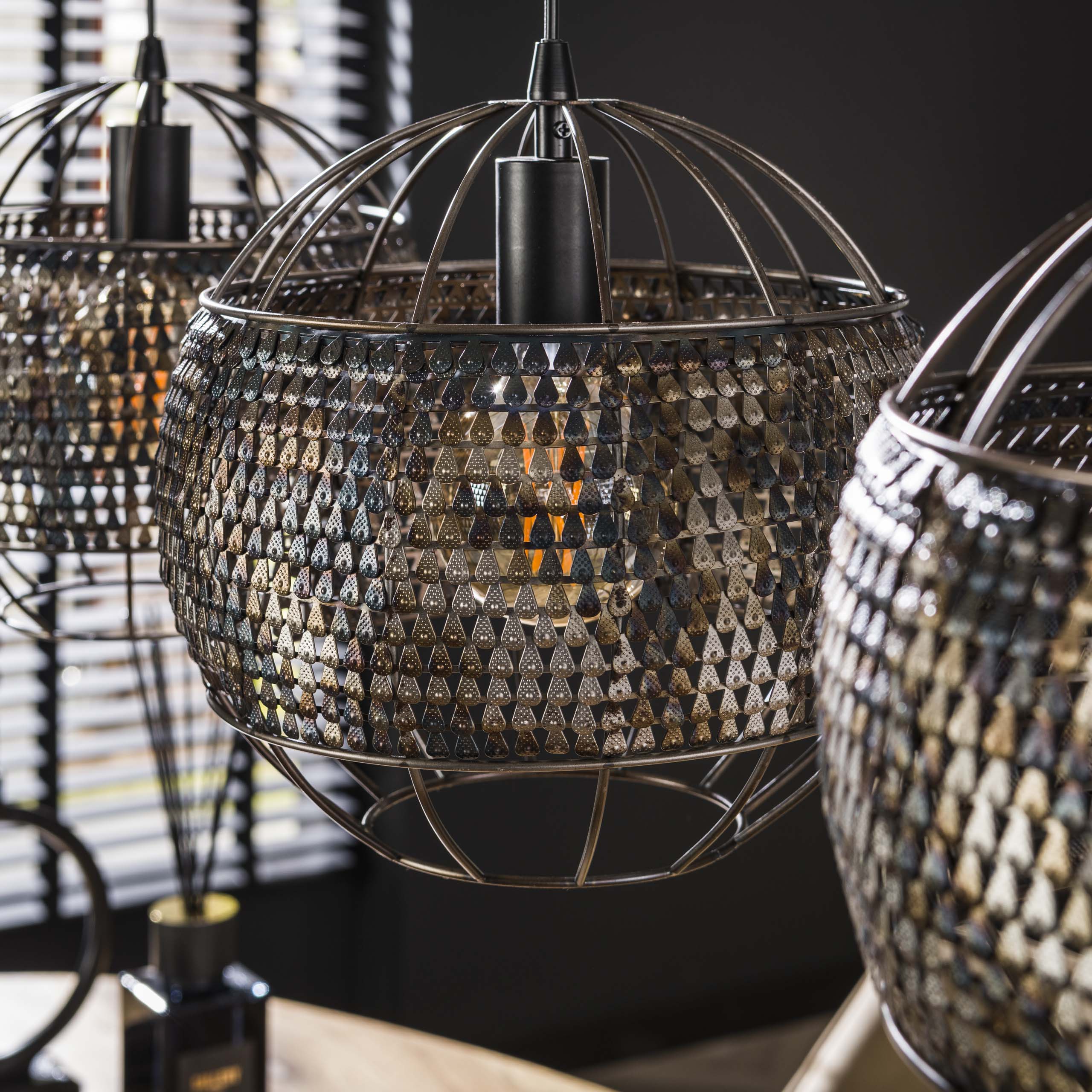 Armora Open 3-lichts - Zwartbruine hanglamp