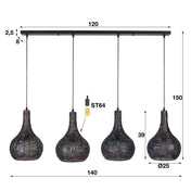 Armora Cone 4-lichts - Zwartbruine hanglamp