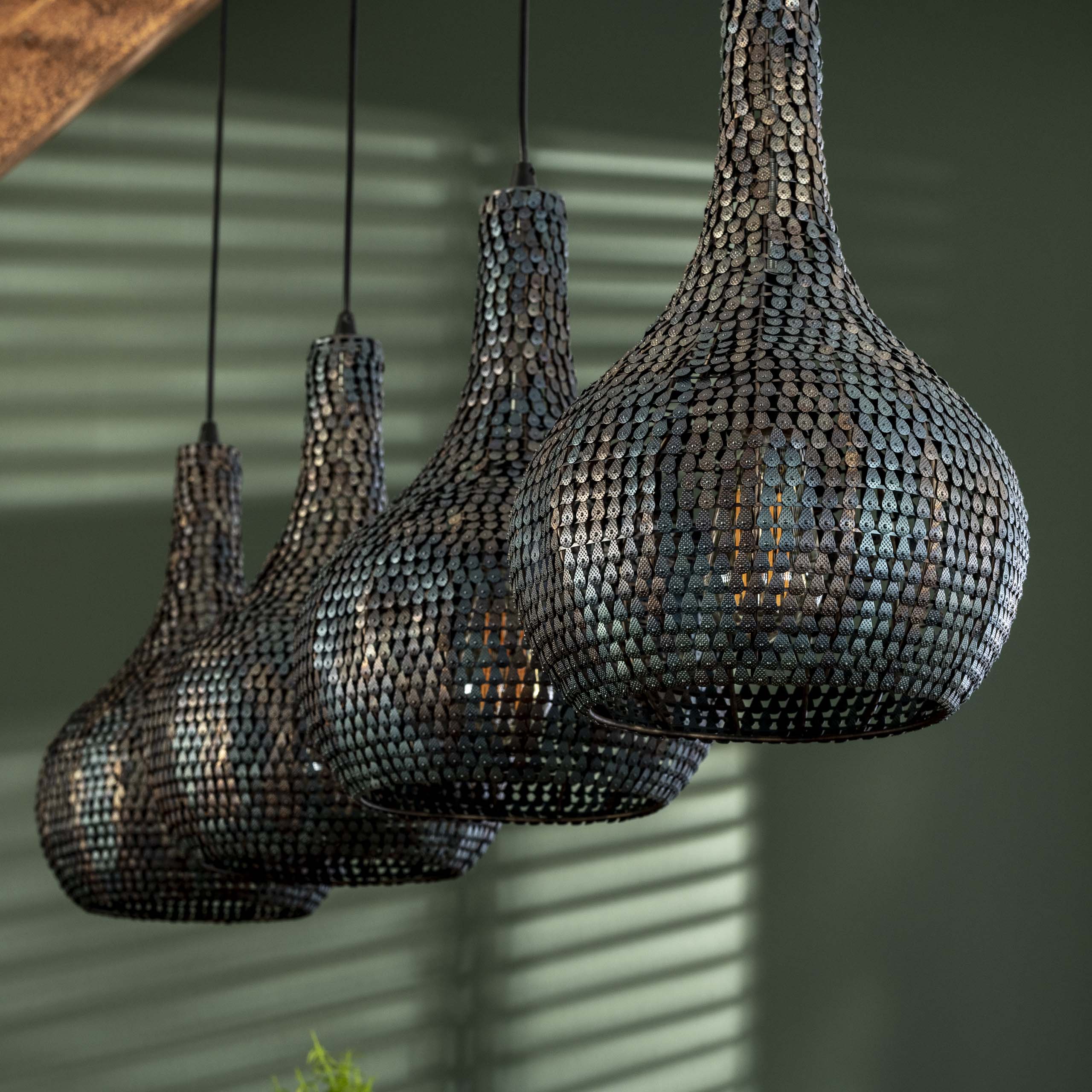 Armora Cone 4-lichts - Zwartbruine hanglamp