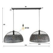 Armora Open 2-lichts Ø60cm - Zwartbruine hanglamp