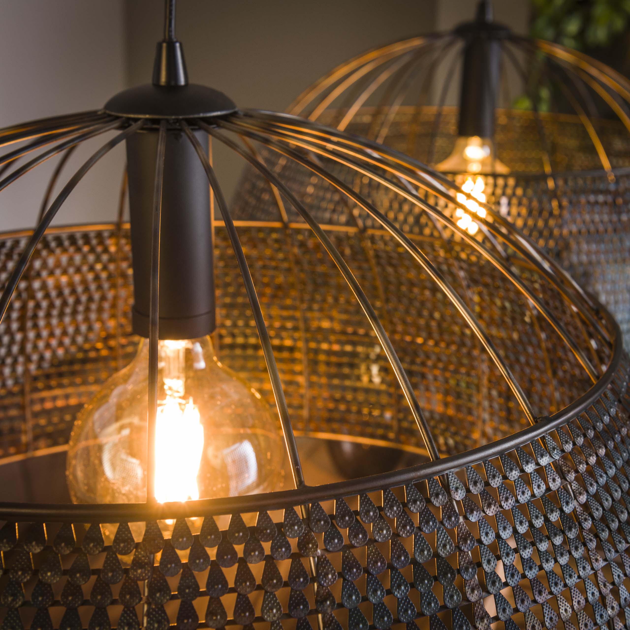 Armora Open 2-lichts Ø60cm - Zwartbruine hanglamp
