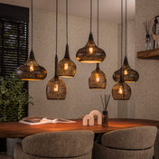 Zipora 4+3-lichts - Artic zwarte hanglamp