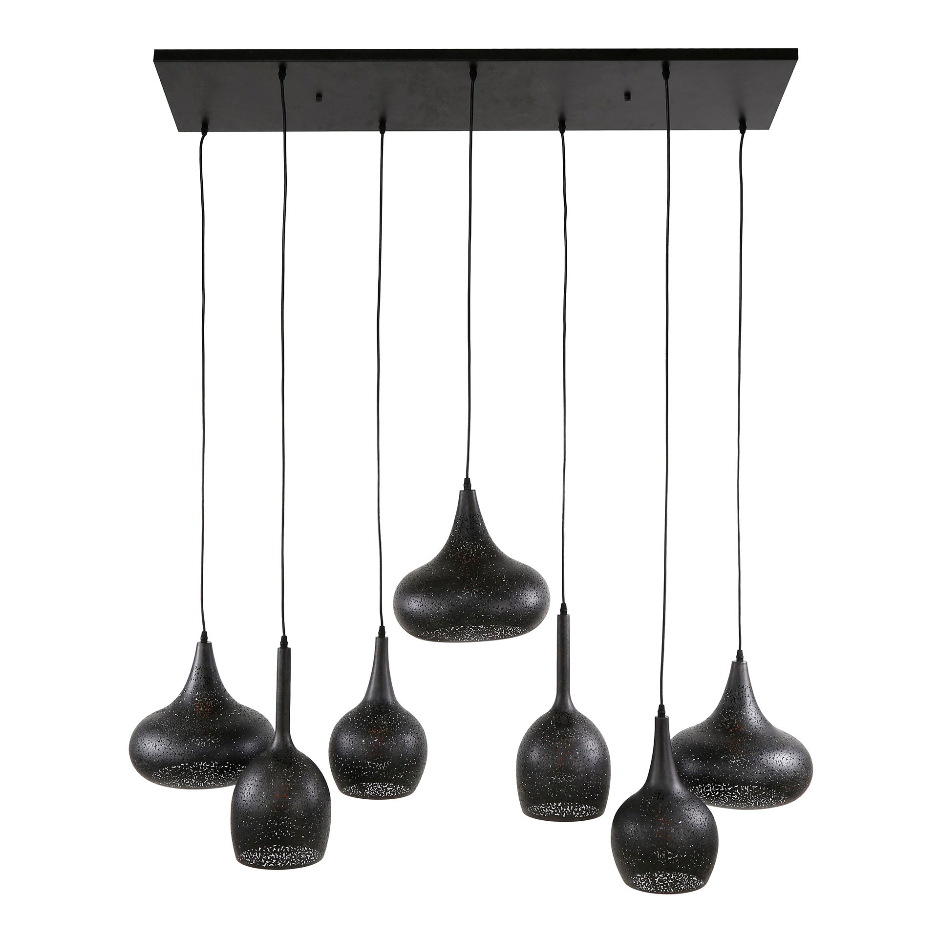 Zipora 4+3-lichts - Artic zwarte hanglamp