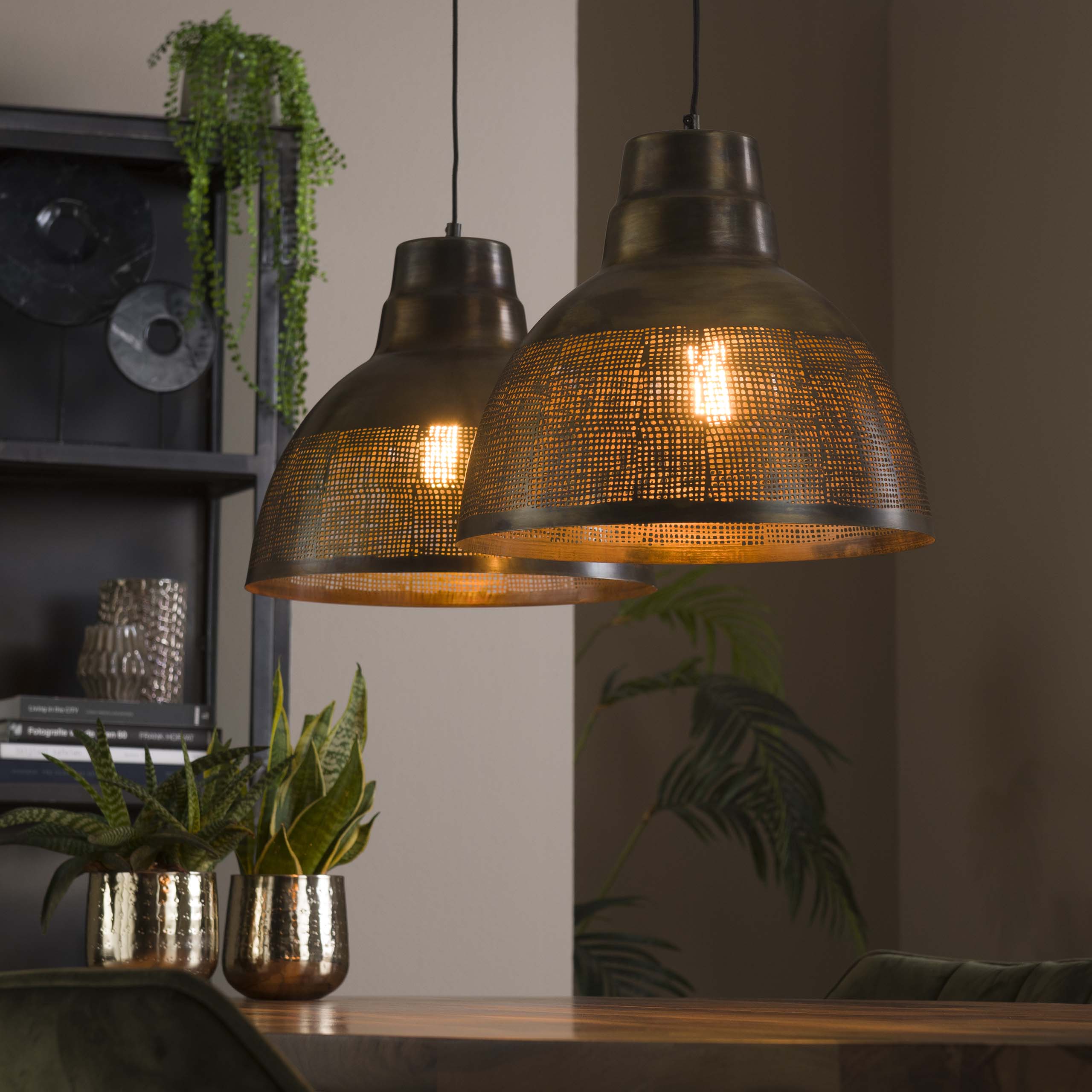 Screna 2-lichts - Antiek bronzen hanglamp