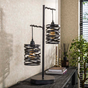 Sylvera leigrijs metalen 2-lichts tafellamp