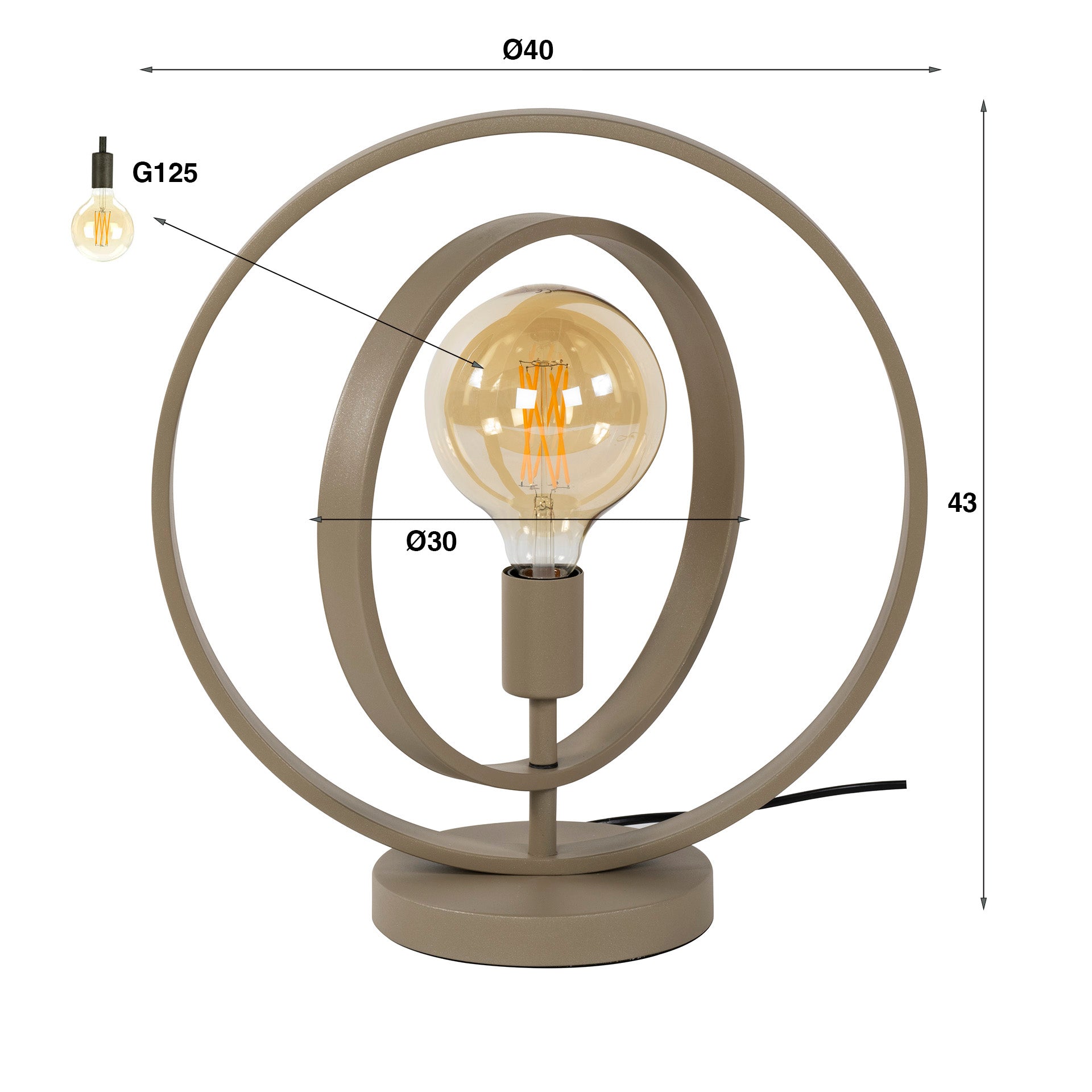 Torena beige metalen tafellamp met 1 lichtpunt