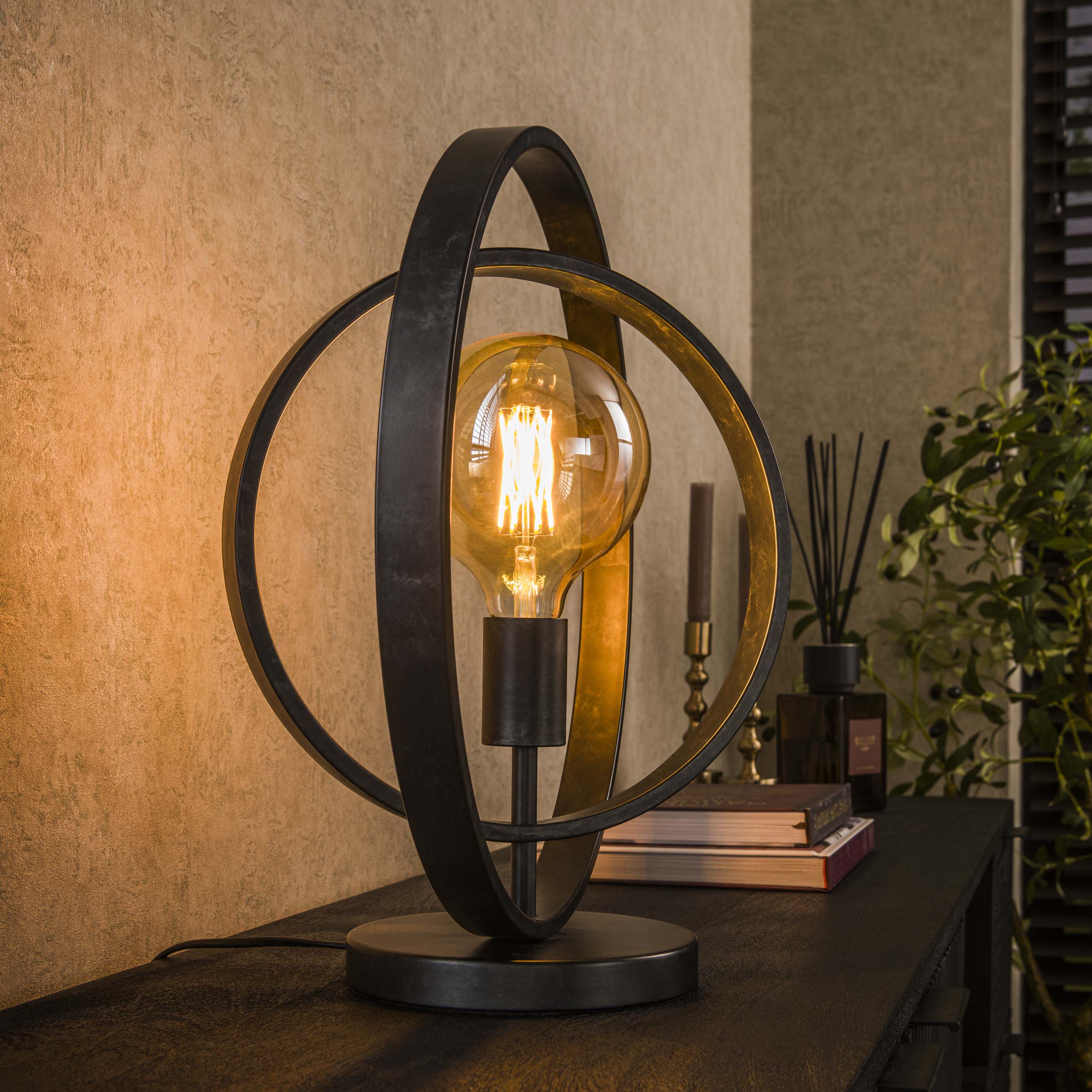 Torena antraciet metalen tafellamp met 1 lichtbron