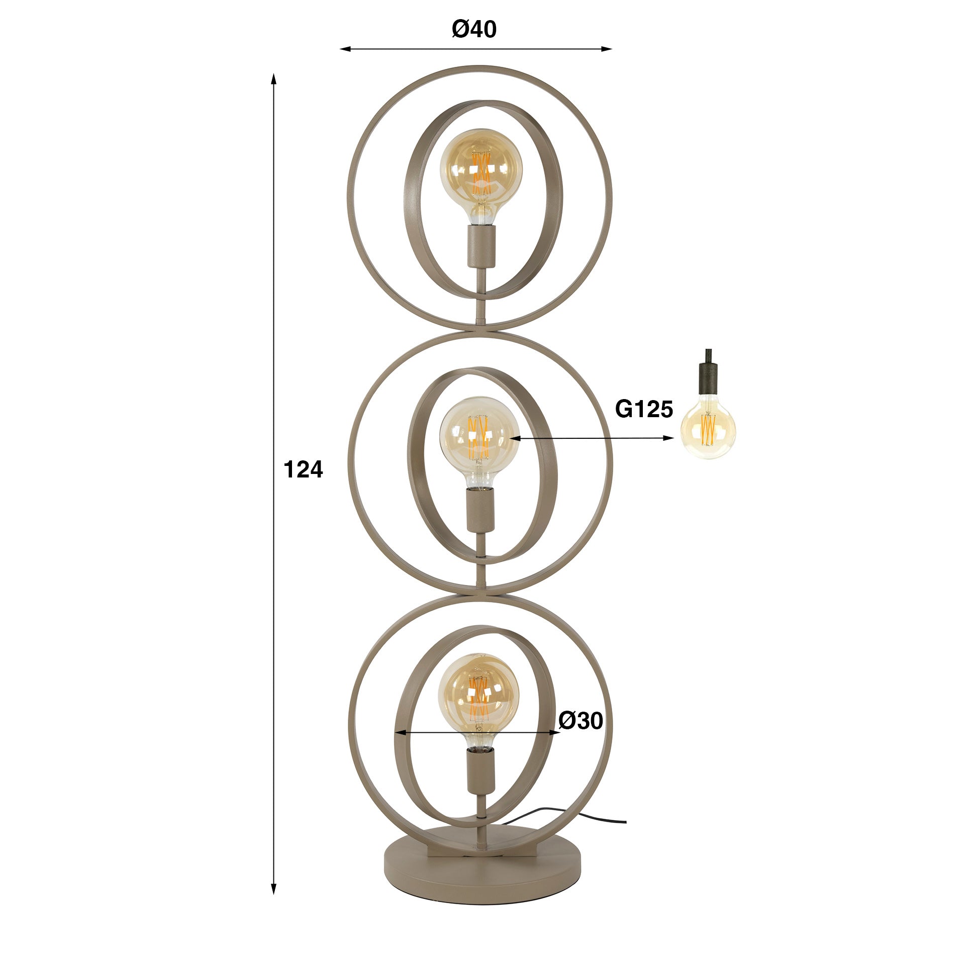 Turnara 3-lichts - beige vloerlamp