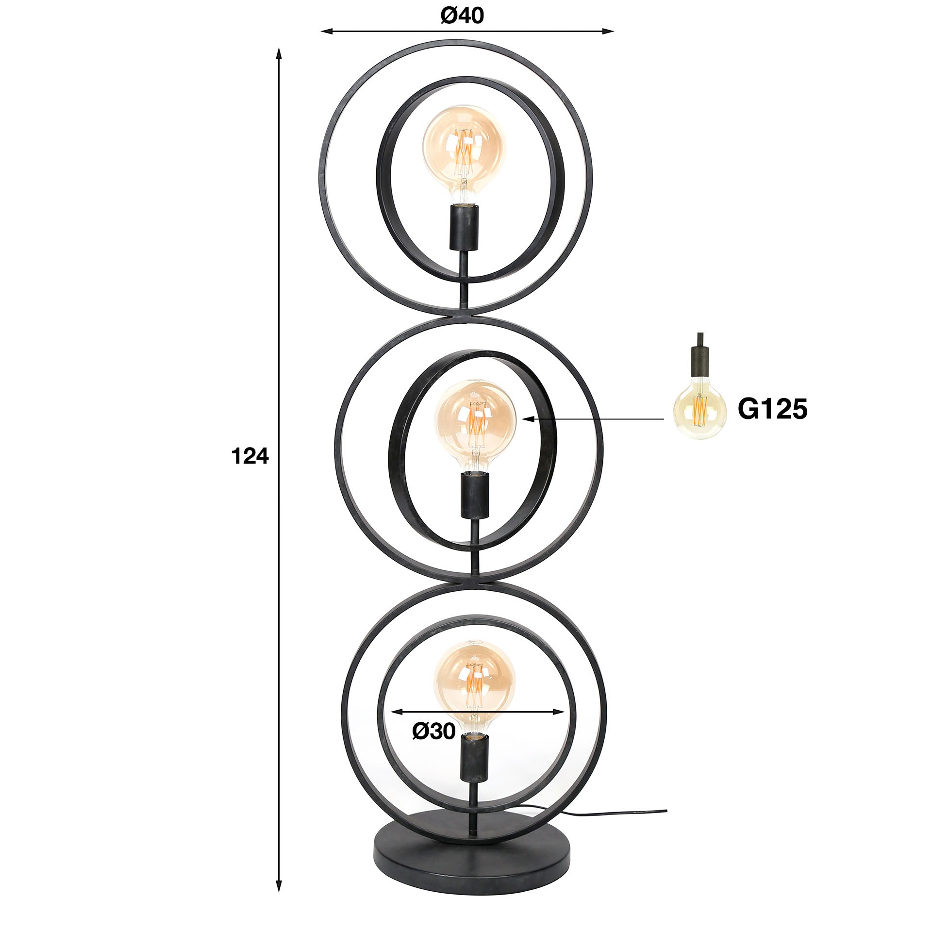 Turnara 3-lichts - antracietkleurige vloerlamp