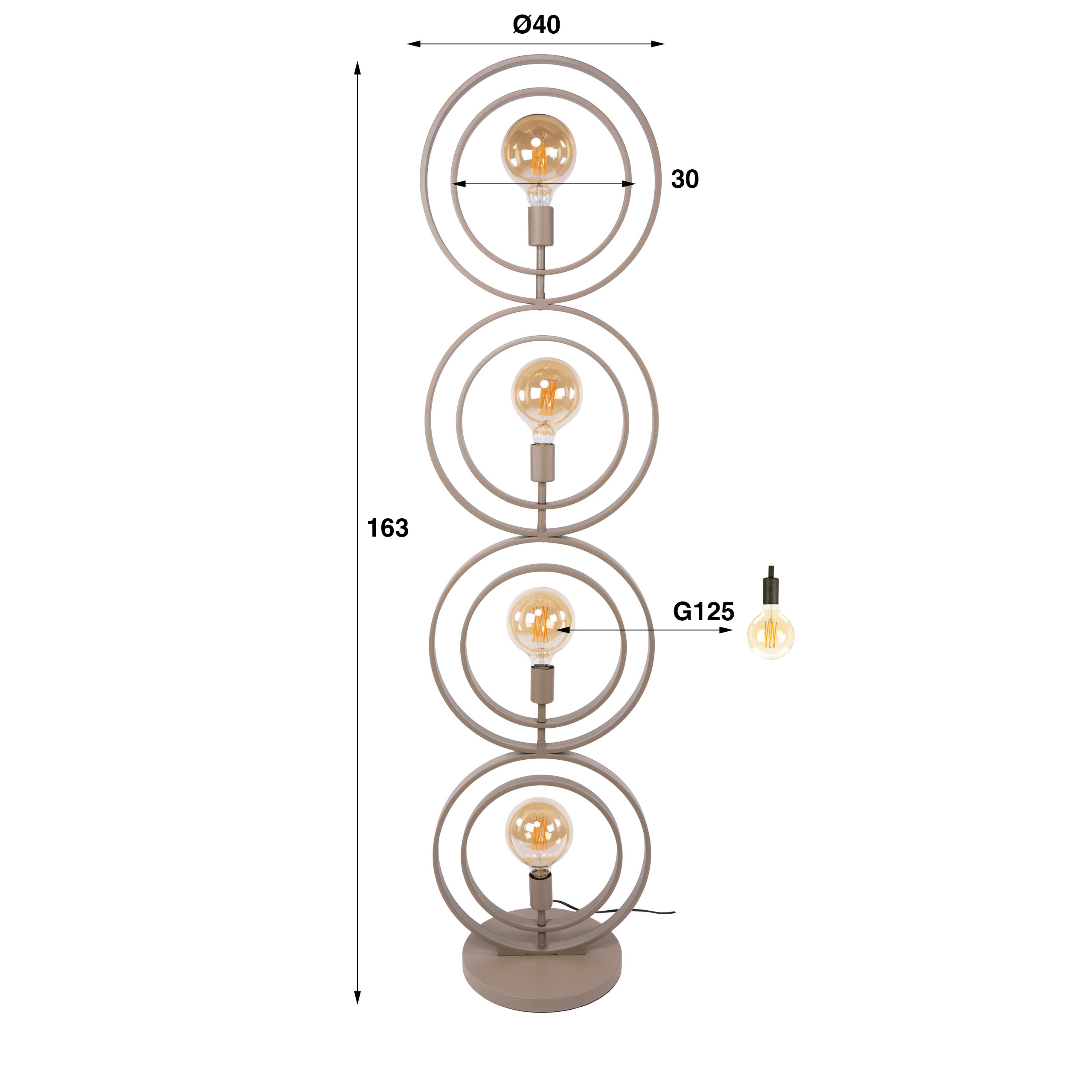 Turnara 4-lichts - beige vloerlamp