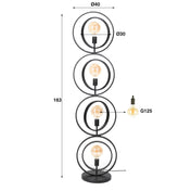 Turnara 4-lichts - antraciet vloerlamp