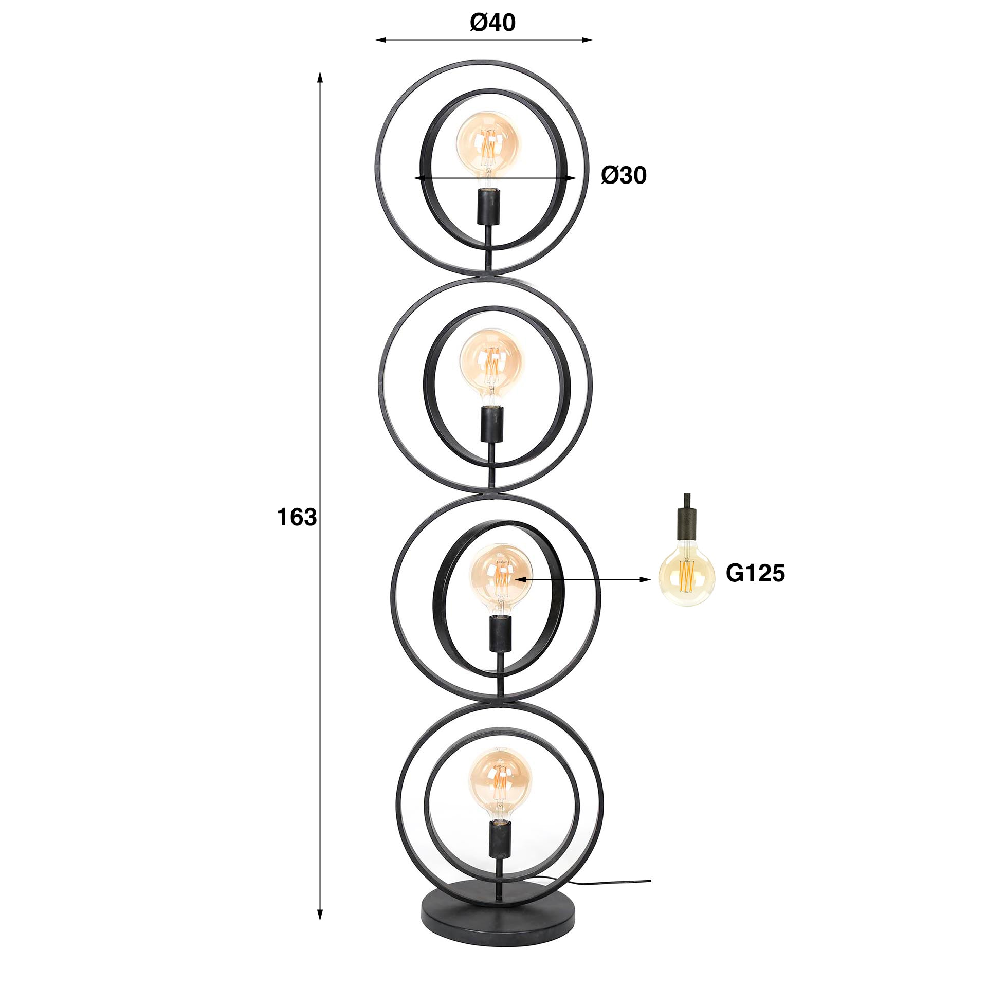 Turnara 4-lichts - antraciet vloerlamp