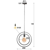 Turnara 1-lichts - Houtskoolkleurige hanglamp