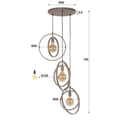 Turnara gelaagde 3-lichts - Beige hanglamp