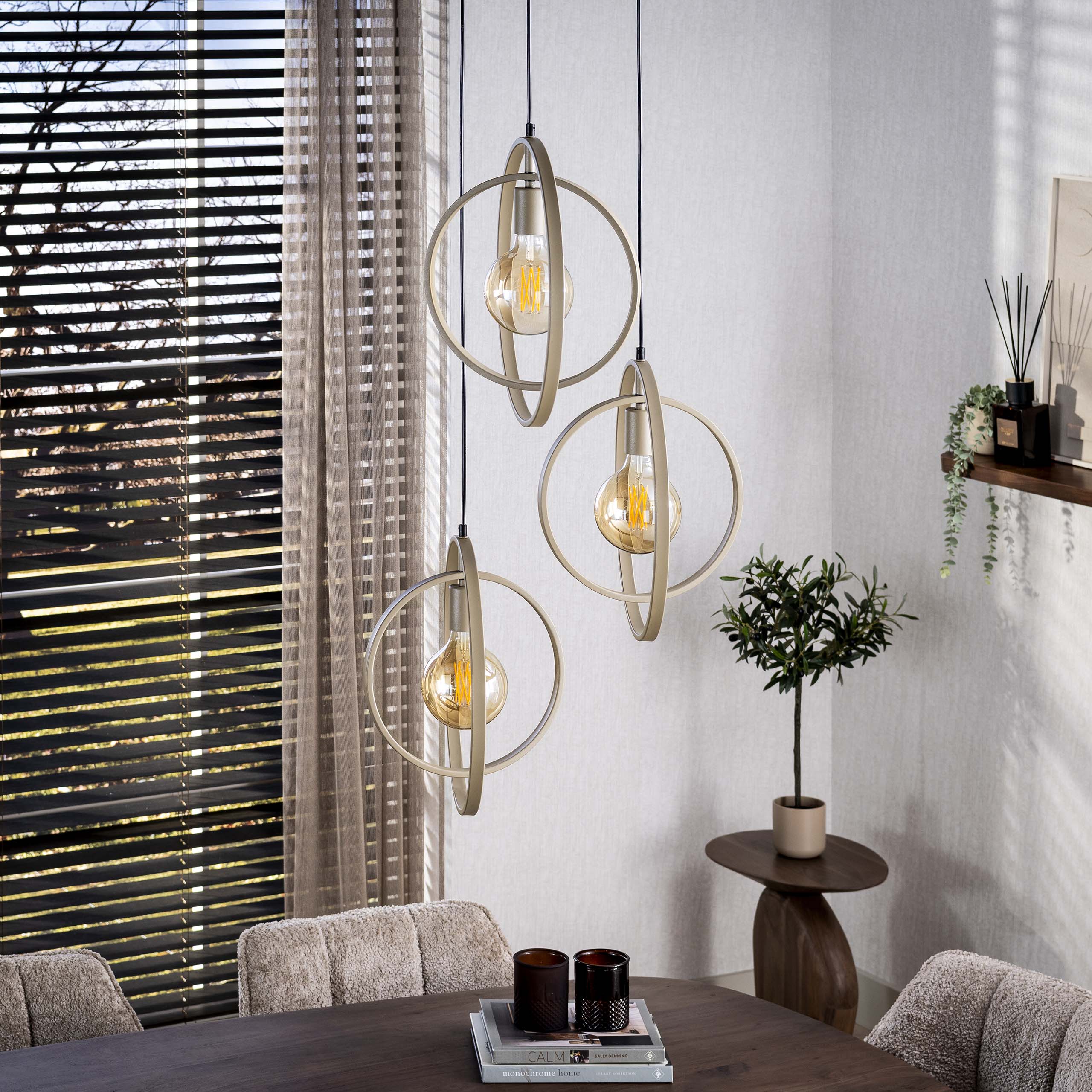 Turnara gelaagde 3-lichts - Beige hanglamp