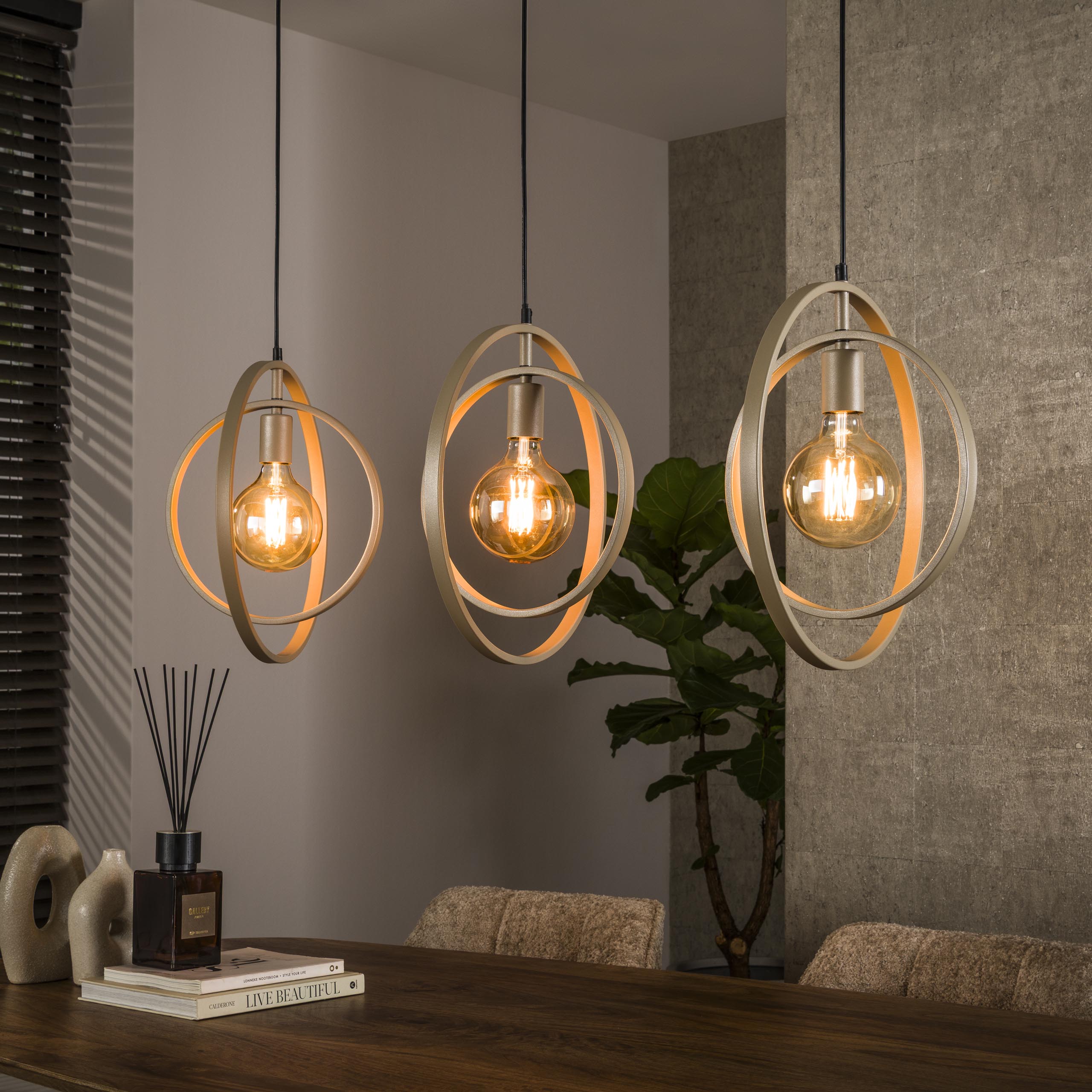 Turnara 3-lichts - Beige hanglamp