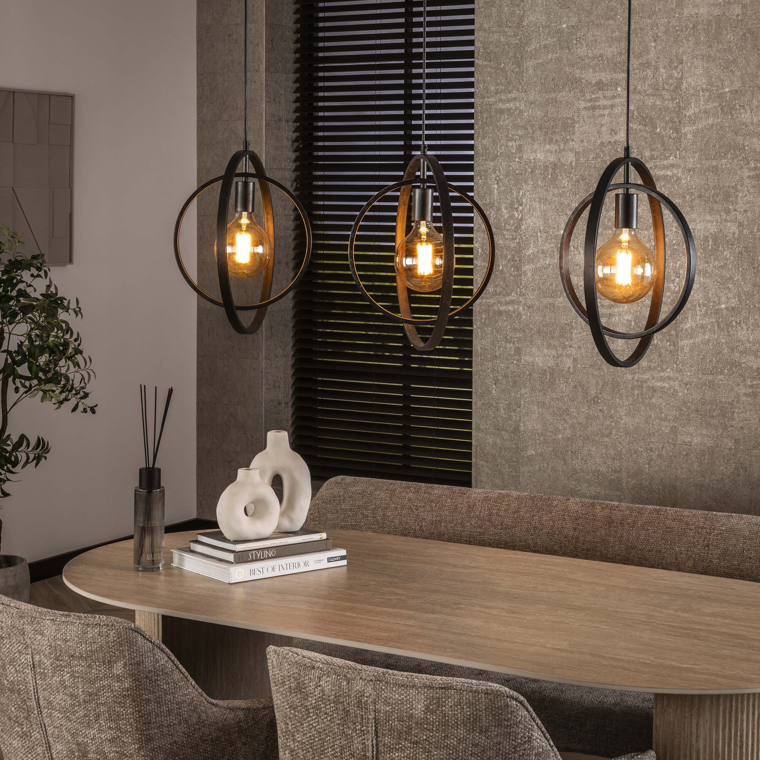 Turnara 3-lichts - Houtskoolkleurige hanglamp