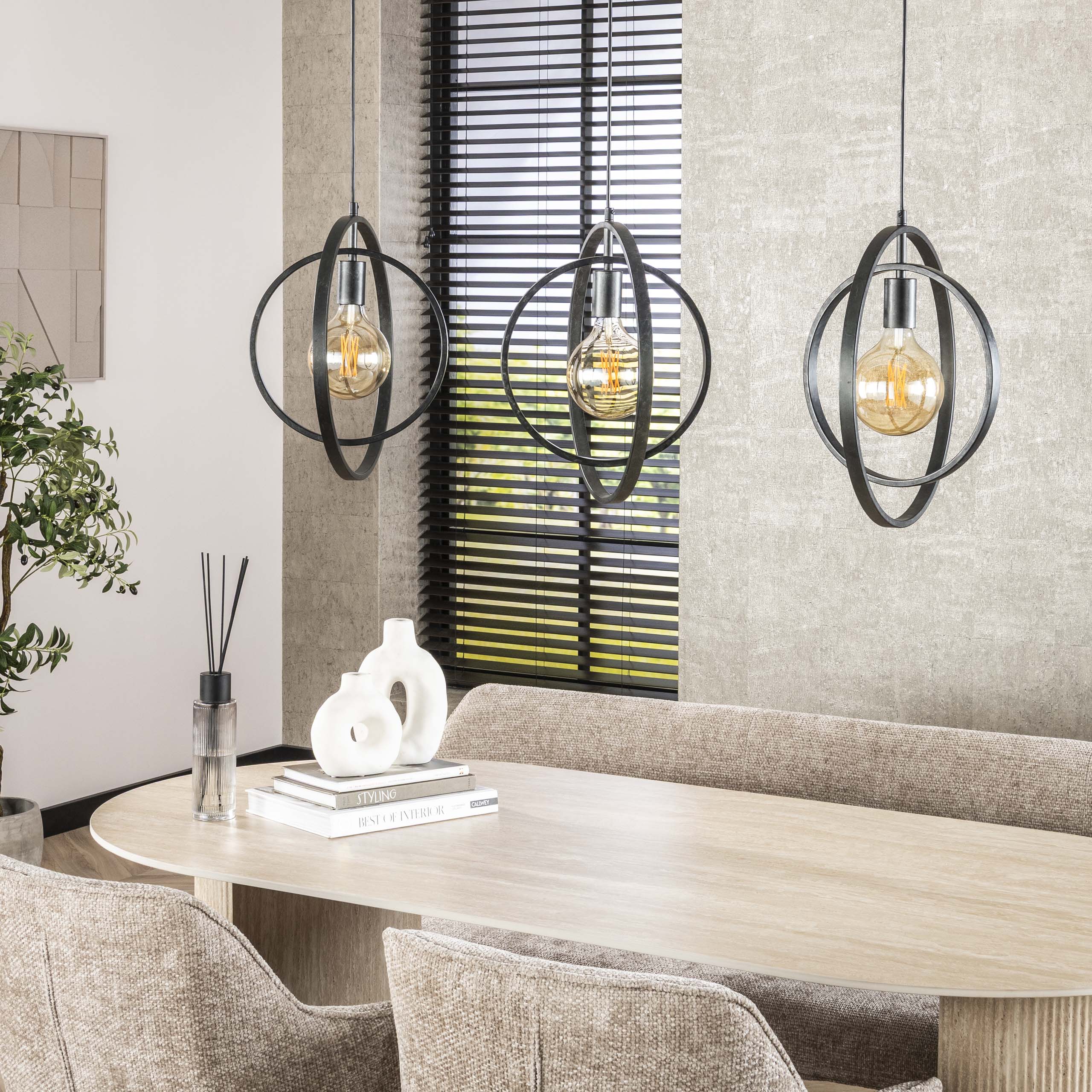 Turnara 3-lichts - Houtskoolkleurige hanglamp