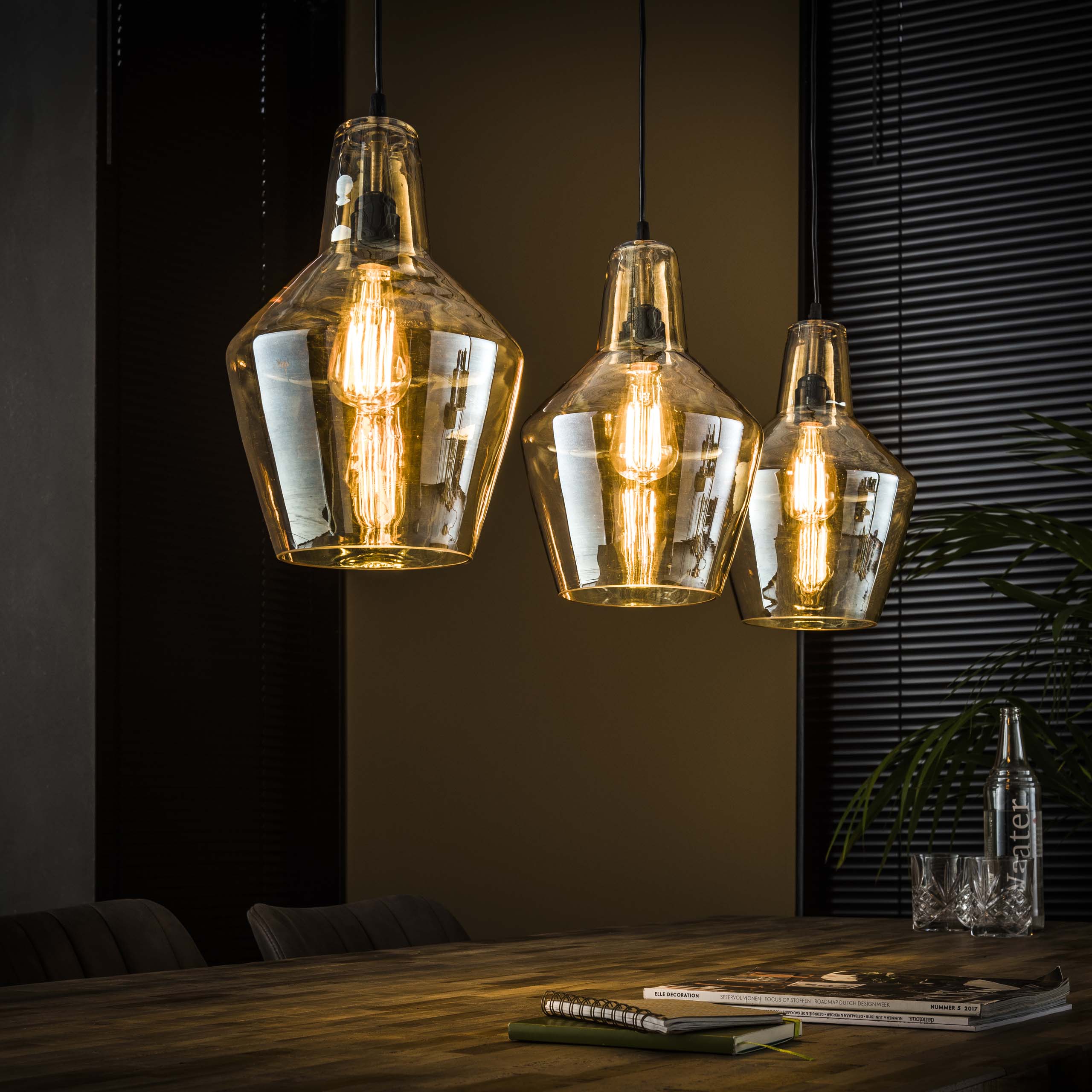 Glacera Cone 3-lichts - Oude zilveren hanglamp