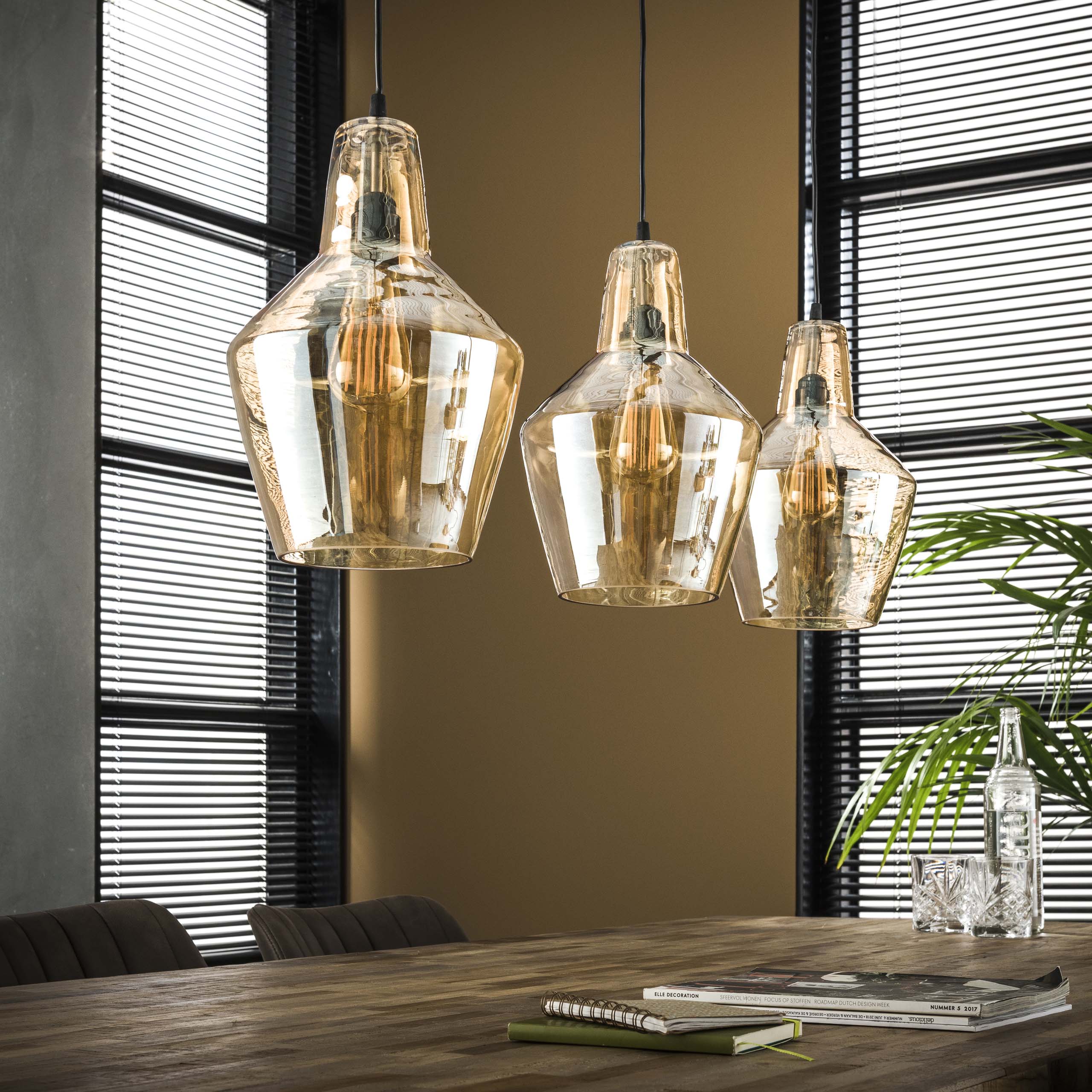 Glacera Cone 3-lichts - Oude zilveren hanglamp