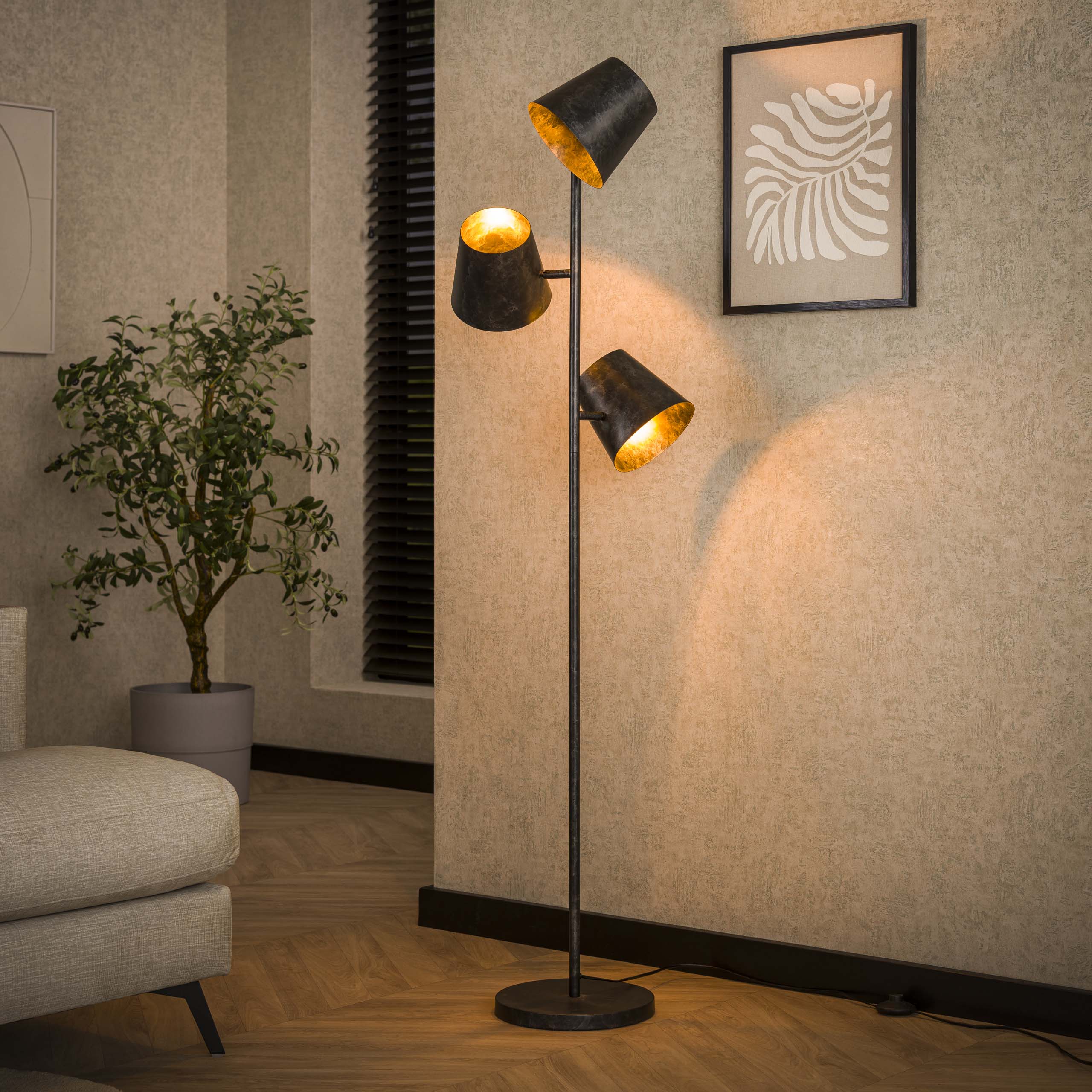Kinetra 3-lichts - antraciet vloerlamp