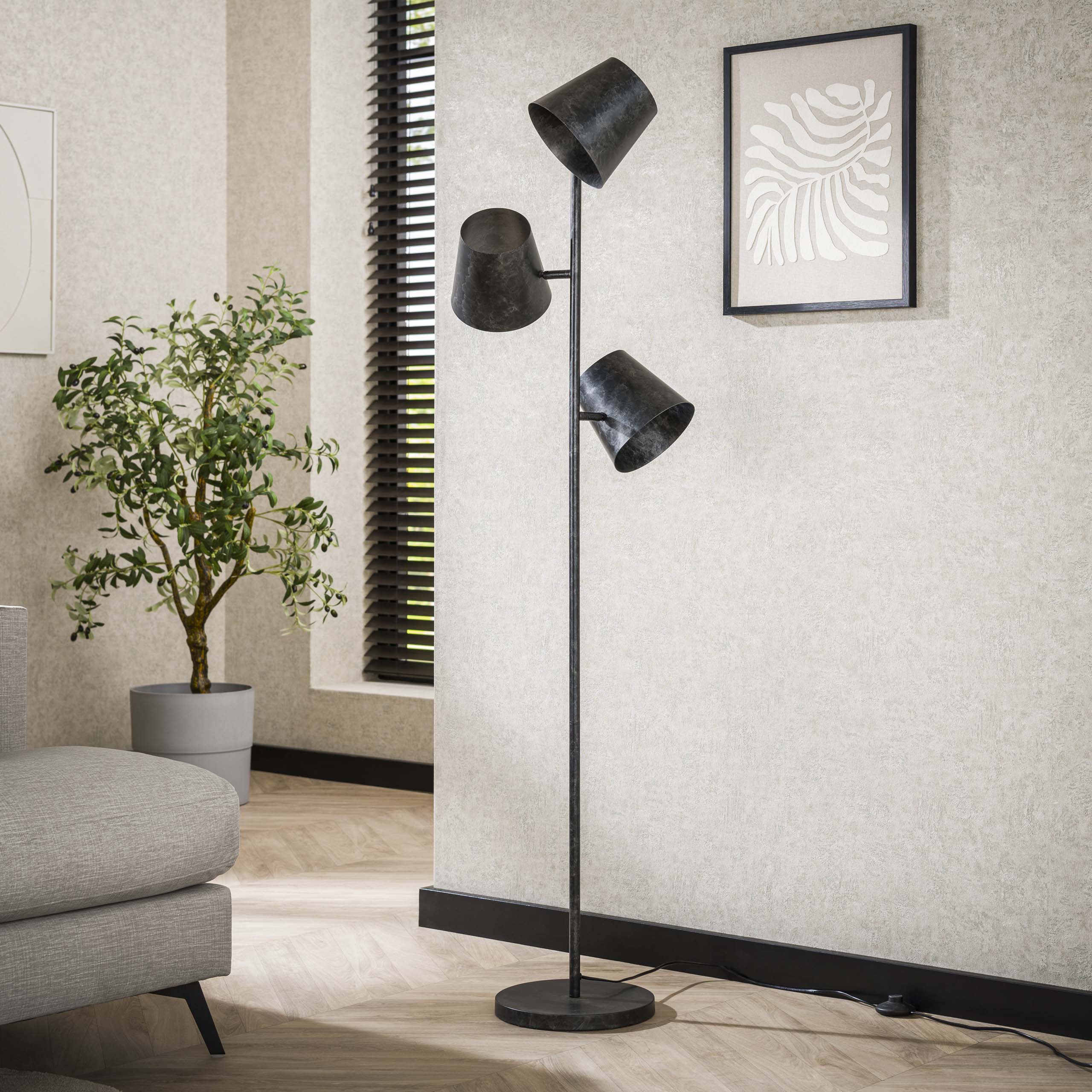 Kinetra 3-lichts - antraciet vloerlamp