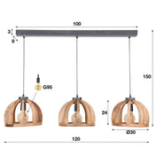 Orbora 3-lichts - Massief mango hanglamp