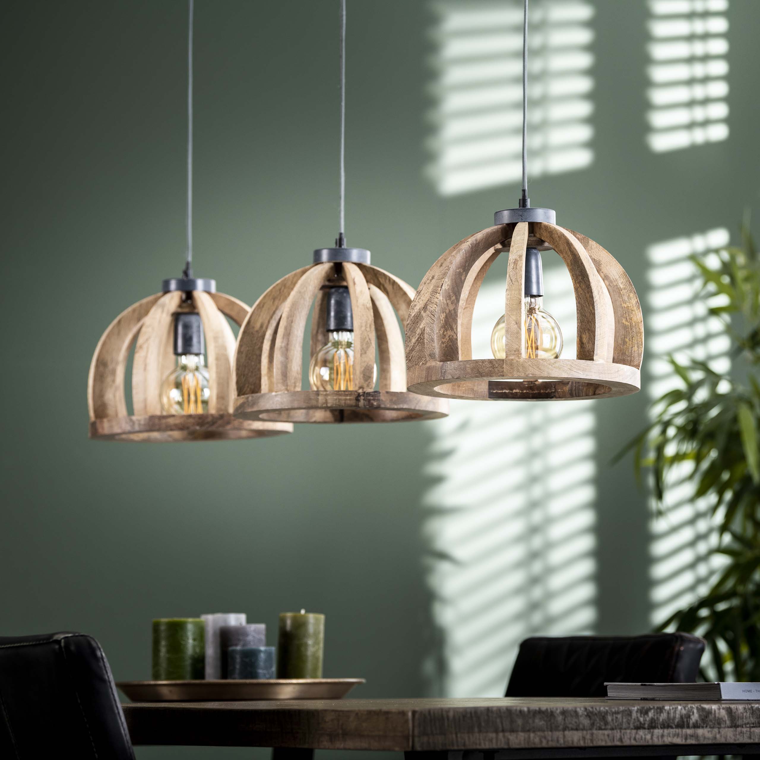 Orbora 3-lichts - Massief mango hanglamp
