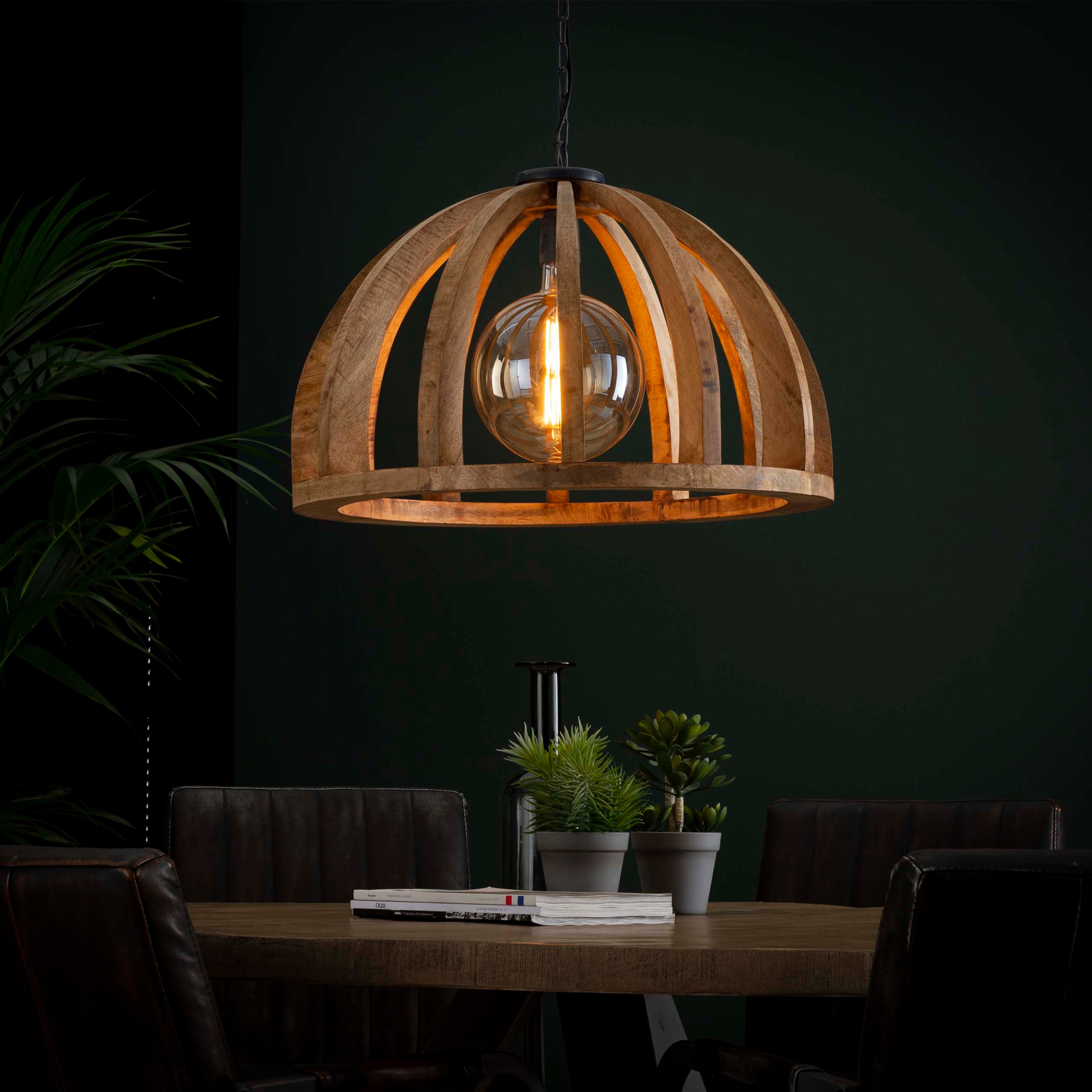 Orbora 1-lichts Ø60cm - Massief mango hanglamp