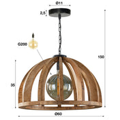 Orbora 1-lichts Ø60cm - Massief mango hanglamp