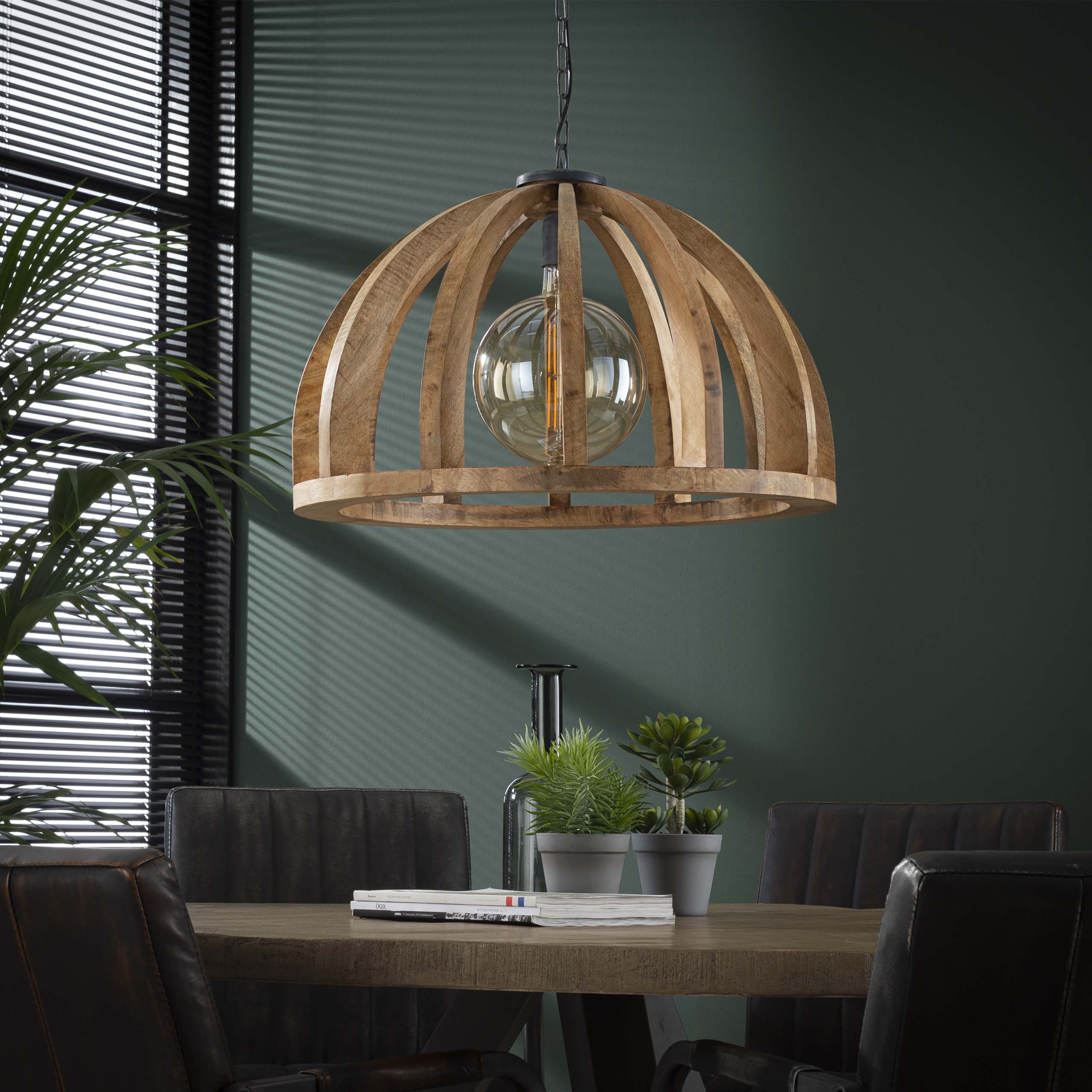 Orbora 1-lichts Ø60cm - Massief mango hanglamp
