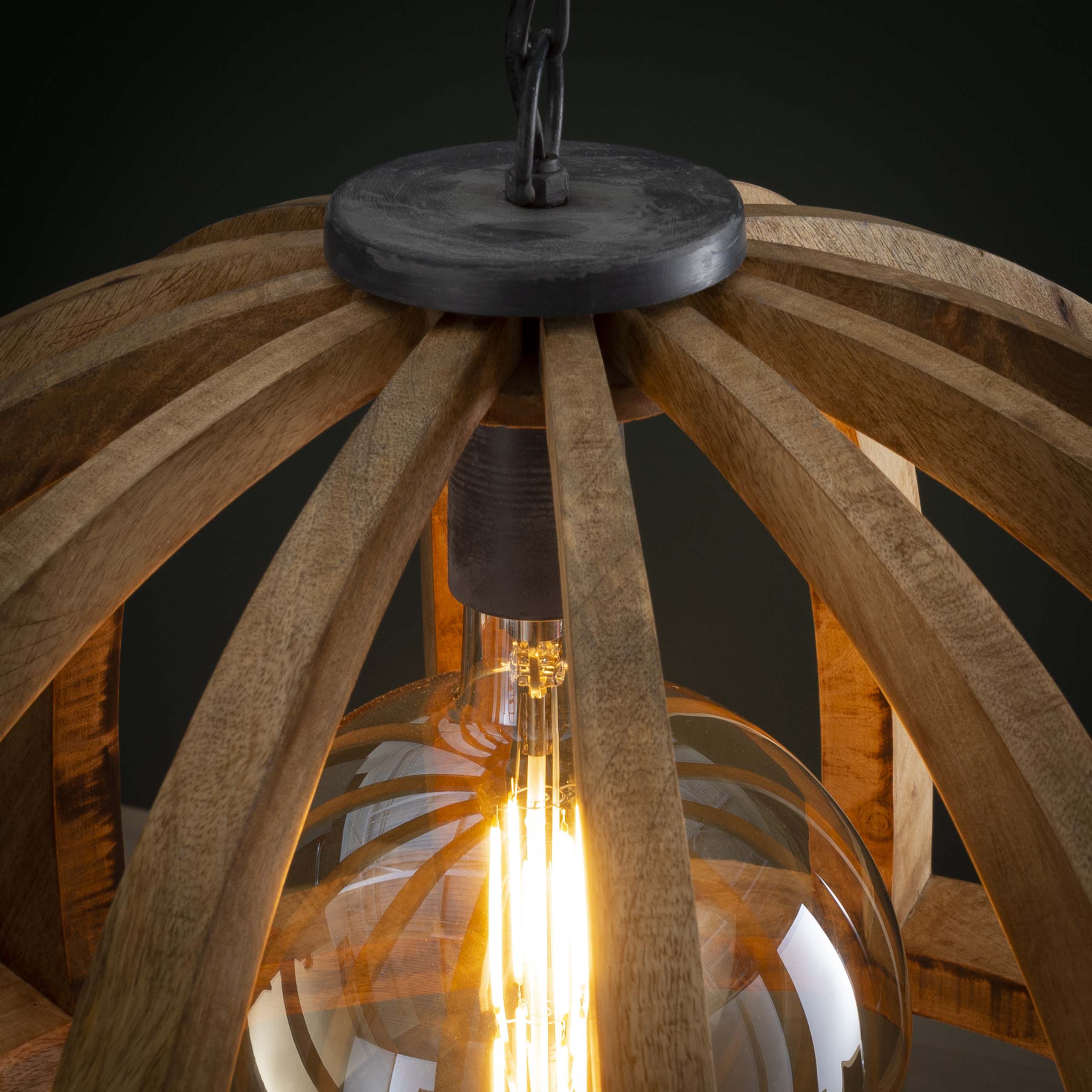Orbora 1-lichts Ø60cm - Massief mango hanglamp