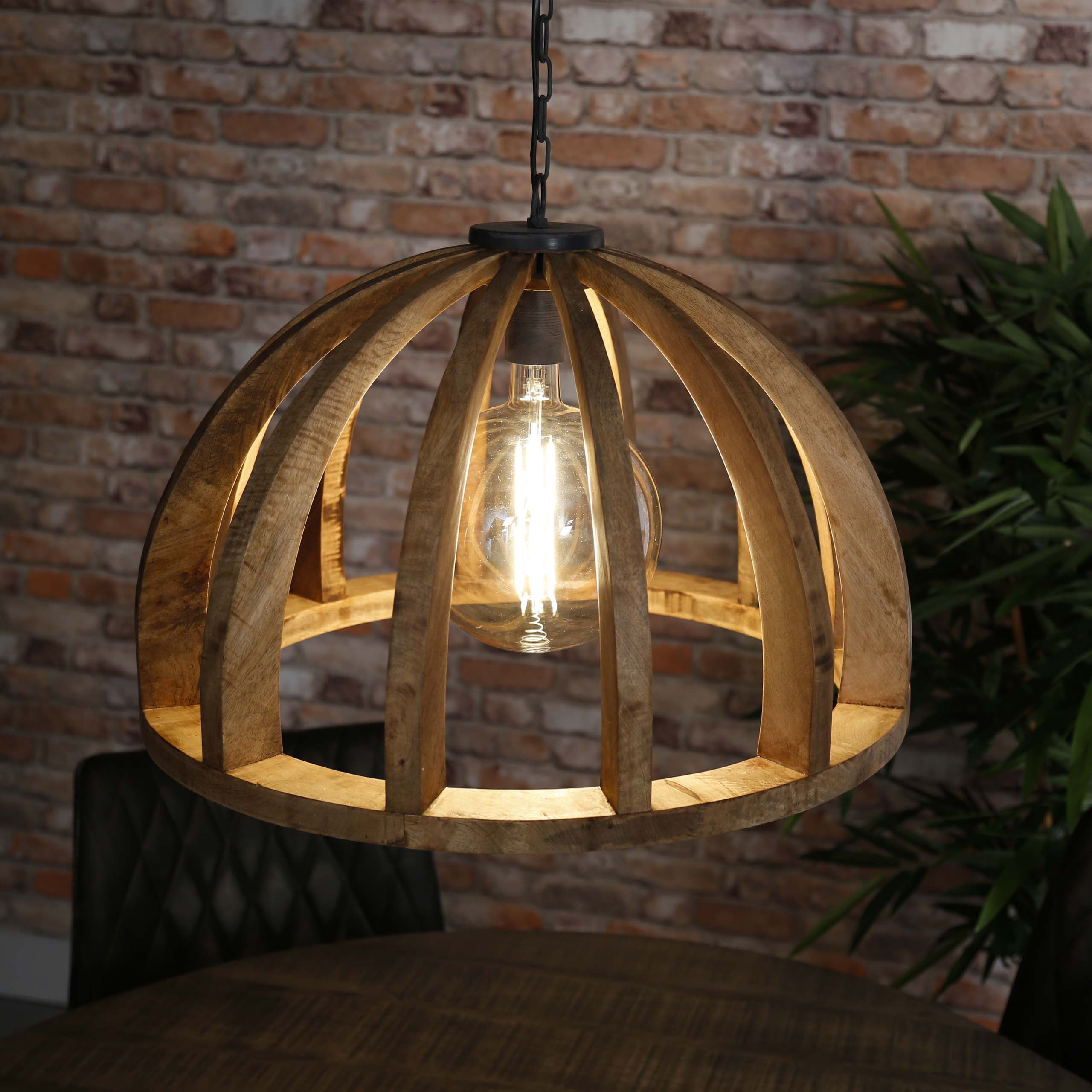 Orbora 1-lichts Ø60cm - Massief mango hanglamp